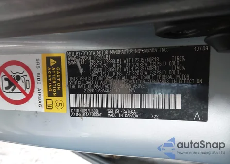2010 Lexus Rx 350 from USA, damaged, VIN 2T2BK1BA9AC031040